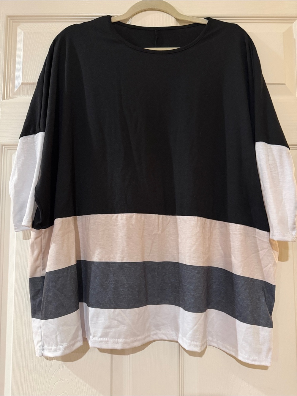 Colorblock Relaxed Top - Black, White, Cream & Gray